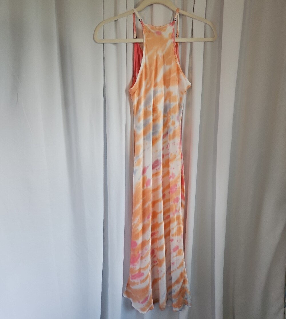 Young Fabulous & Broke YFB Tie Dye Silk Blend Cowl Neck Slip Maxi Dress S - Picture 3 of 11